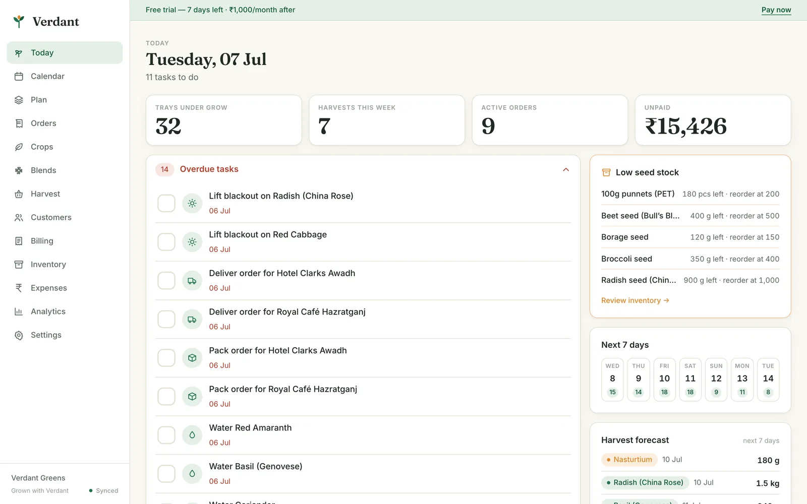 The Verdant farm operations app